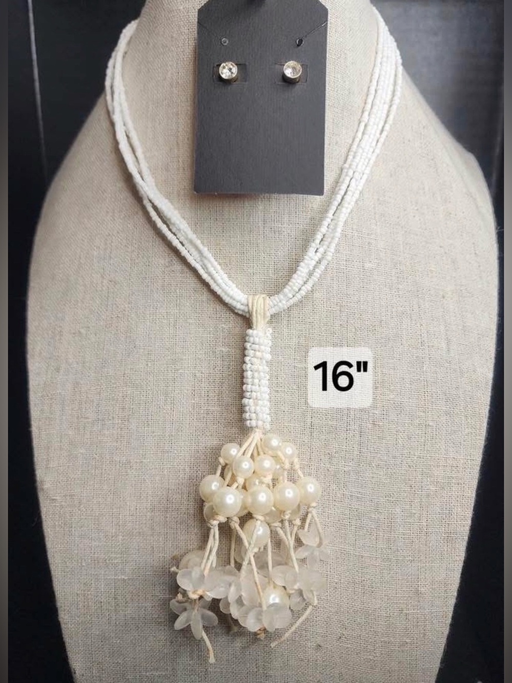 190. Pearl Tassel Beaded Necklace